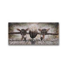 Large Propeller Aircraft Acrylic 3D Painting On Iron
